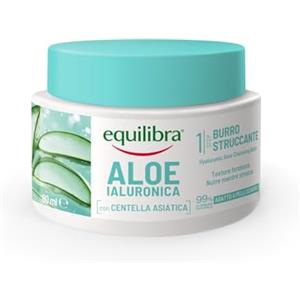 Equilibra, Aloe Ialuronica Burro Struccante Viso, con Burro di Aloe, Acido Ialuronico e Centella Asiatica, Doppia Detersione, Adatto a Pelli Sensibili, Clinicamente Testato, 80ml