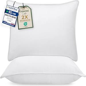 Utopia Bedding Cuscini Letto (Set di 2), 65 x 65 cm Guanciali Letto Coppia, 3D Fibra di Poliestere (Bianco)