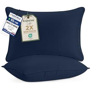 Utopia Bedding Cuscini Letto (Set di 2), 50 x 70 cm Guanciali Letto Coppia, 3D Fibra di Poliestere (Blu Navy),