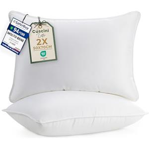 Utopia Bedding Cuscini Letto (Set di 2), 50 x 70 cm Guanciali Letto Coppia, 3D Fibra di Poliestere (Bianco)