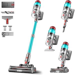 Tdyon 60Kpa&600W Aspirapolvere Senza Fili, 75Mins Scopa Elettrica Senza Aspirapolvere Senza Fili Potente, 11 Stadi Filtrati con supporto di ricarica da parete/Schermo OLED Smart, Anti-Avvolgimento