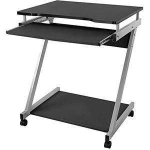VASAGLE Scrivania per Computer, Scrivania da Ufficio, Facile da Montare, Tavolo Porta PC con Ripiano Scorrevole Porta Tastiera, 4 Rotelle con Freno per Casa Ufficio Studio Nero LCD811B