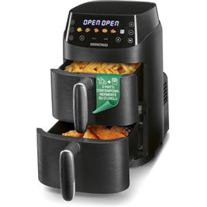 GOURMETmaxx FryUp, friggitrice ad aria calda a doppia camera verticale, XS | Airfryer con display touch a LED MultiColour, friggitrice ad aria calda a 2 camere, volume 5 l (2 x 2,5 l), friggitrice ad