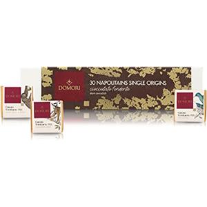 Domori Cofanetto di 30 Cioccolatini Napolitains Single Origin Assortiti, 6 Tipi di Cioccolato Fondente 70% dal Venezuela, Madagascar, Perù, Ecuador, Colombia e Tanzania, 140g