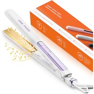 Faszin Piastra Capelli Professionale in Titanio 2-In-1 con Piastre Ioniche, Riscaldamento In Soli 20 Secondi Display LCD Chiaro Ideale Per Capelli Lisci Ricci e Mossi