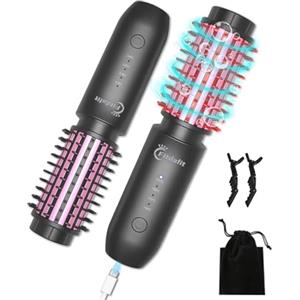 Fitdafit Spazzola per Arricciacapelli Senza Fili, Thermal Brush Ionico, Spazzola Arricciacapelli, Lisciante e Arricciacapelli, Ferro Aarricciacapelli Portatile, Spazzola Termica 3 in 1, Ricaricabile