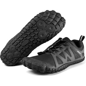 FREE SOLDIER AICALL Barefoot Shoes Uomo Trekking Trail Running Scarpe Acqua Scarpe Barefoot Scarpe da Palestra Traspiranti Scarpe da Scoglio Punta Larga e Suola a Goccia Zero Scarpe da Immersione Uomo(Nero,38 EU)