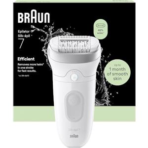 Braun Silk·épil 7, epilatore a testa larga per rimuovere facilmente i capelli, bagnato e asciutto, pelle liscia a lungo, 7-000, argento