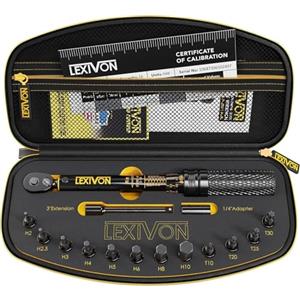 LEXIVON Chiave Dinamometrica Bici/Moto 1/4'' | 2~26 Nm, Set da 15 Pezzi di Punte Esagonali e Torx, Kit Chiavi Dinamometriche Professionali Portatile per Bicicletta, Mountain Bike Tools (LX-191)