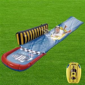ACTOYS Scivolo d'Acqua, Scivolo Doppio per Prato con Bodyboards, Scivolo da Giardino Estivo con Irrigatore Integrato, Giocattolo Estivo Feste Estive, Giardini e Giochi d'Acqua All'Aperto (A:192x33in)