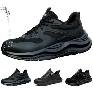 ZEPYFXIT Scarpe Antinfortunistiche Uomo Donna Scarpe da Lavoro Impermeabili Leggere Antiscivolo con Punta in Acciaio S1P Invernali Estive Nero 36