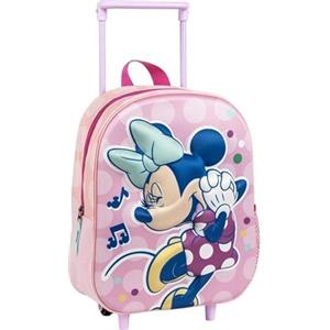 CERDÁ LIFE'S LITTLE MOMENTS Zaino trolley originale Disney Minnie Mouse con ruote e manico estensibile | Zaino scolastico Minnie rosa per bambine in età prescolare con design a pois