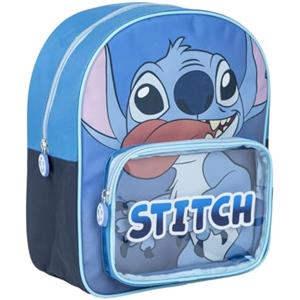 CERDÁ LIFE'S LITTLE MOMENTS Zaino Disney Stitch Blu per bambini con tasca trasparente e design divertente | Zaino Stitch grande per la scuola materna per bambine e bambini, resistente