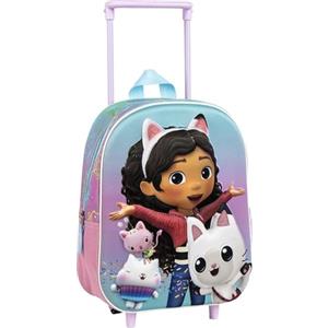 CERDÁ LIFE'S LITTLE MOMENTS Zaino trolley per bambini "Casa delle Bambole" di Gabby con ruote e design 3D colorato | Zaino trolley espandibile di grande capacità per la scuola di Gabby per ragazze