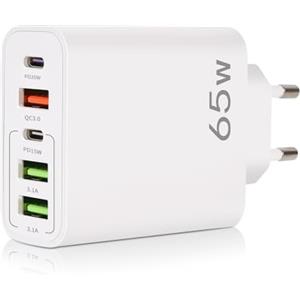 YIIFELL Caricatore USB C Rapido, 65W 5-Porte Presa USB Caricabatterie USB C Multipla con Caricatore QC 3.0 Carica Cellulare, Spina Alimentazione USB per iPhone 15 14 13 12 11 Pro Max, Samsung