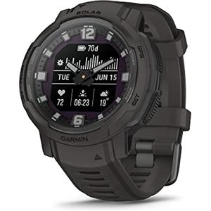 Garmin Instinct Crossover Solar, Smartwatch ibrido robusto con capacità di ricarica solare, lancette analogiche e display digitale, grafite, regolabile