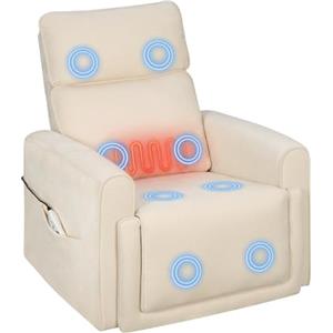 WOLTU Poltrona Reclinabile Massaggiante con Funzione Riscaldamento, Beige