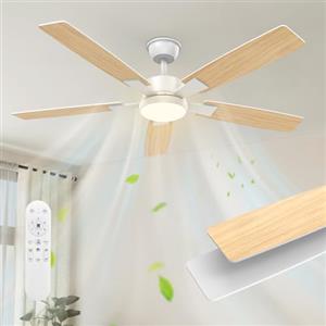 Mefine 2 Colori Pale Reversibili Ventilatore da Soffitto con Luce, 132cm Silenzioso Lampadario con Ventilatore da Soffitto Grande con Telecomando per Soggiorno, Lamera da Letto, Gazebo Esterno