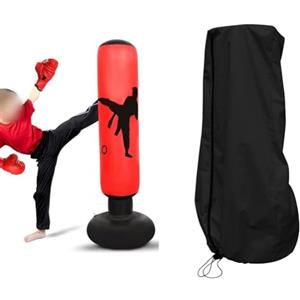 Axorafow Copertura per sacco da boxe per uso esterno, impermeabile, resistente ai raggi UV, antivento, copertura protettiva per sacco da boxe verticale (56 x 132 cm, nero Ripstop Oxford con rivestimento in PU
