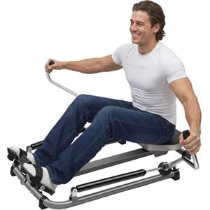 GIDRLL Vogatore per casa, vogatore idraulico regolabile, livelli di resistenza regolabili, con doppia pagaia, sedile morbido, monitor LCD e binario, ideale per allenamento cardio e tutto il corpo