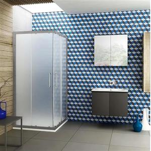 WITIT INTERIORS WITIT BOX DOCCIA ANGOLARE SCORREVOLE KARMEN ANTE IN VETRO CRISTALLO OPACO SATINATO 6mm QUADRATO - RETTANGOLARE - SEMICIRCOLARE (70x90 cm Rettangolare)