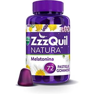 Zzzquil Natura INTEGRATORE Per Il Sonno Con MELATONINA ed Estratti Di Lavanda per DORMIRE, Valeriana E Camomilla, 72 Pastiglie Gommose, Gusto FRUTTI DI BOSCO