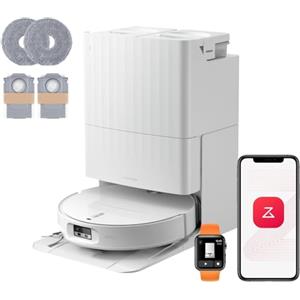 roborock Qrevo Edge 2 Set Robot Aspirapolvere Lavapavimenti 25.000Pa | LDS Retrattile, 7,98 cm, FlexiArm, Antigroviglio, Autopulizia Panno 80°C, Evita Oltre 280 Oggetti, Videochiamata, Bianco