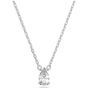 Swarovski Pendente Millenia Bianco, Taglio Pear, Placcato Rodio con Catenella Regolabile