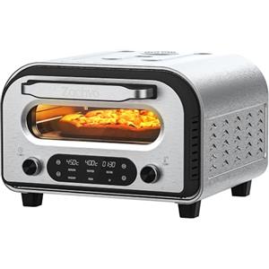 ZACHVO Forno Elettrico per Pizza - Fino a 450 °C, 5 Programmi per Pizza, Timer 1-60 min, Display Touch LED e Manopola, Acciaio Inox, con Pietra Refrattaria, Paletta Professionale e Ricettario