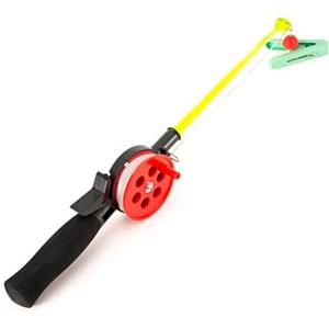 YobiLife Canna da pesca compatta sul ghiaccio con mulinello meccanismo a clip, 4,5 m, filo in nylon per mini esca portatile in ABS per granchi gamberetti, design leggero, per esterni, bambini e adulti, colore