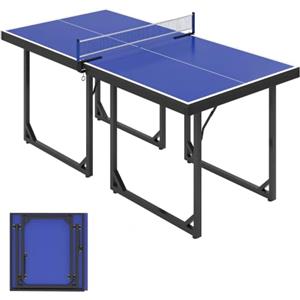 HOMCOM Tavolo da Ping Pong Pieghevole per Interni Blu e Viola | Tavolo Ping Pong con Rete, Montaggio Non Richiesto