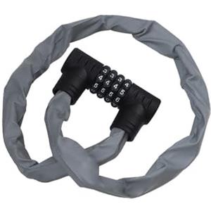 Axorafow Lucchetto a catena in acciaio riflettente con combinazione a 4 cifre, leggero, antifurto, per mountain bike e bici da strada, catena zincata da 72 cm, con copertura riflettente in nylon