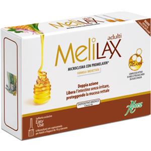 Aboca Melilax Adulti - Microclisma a base di miele, 6 Pezzi da 10 g, azione evacuante e lenitiva