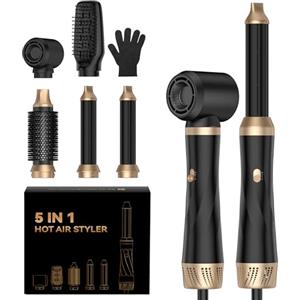 UMIGA Hairstyler 5 in 1 con spazzola ad aria calda, professionale per asciugacapelli, spazzola rotonda, ferro arricciacapelli e spazzola lisciante in 1000 W di potenza e 3 livelli di temperatura