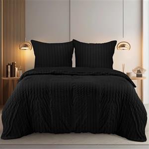 Utopia Bedding Set Copripiumino Seersucker - Include 1 Copripiumino Matrimoniale 240x220 cm con chiusura a cerniera, 2 Federe 65x65 cm con chiusura a busta; il piumino è venduto separatamente.