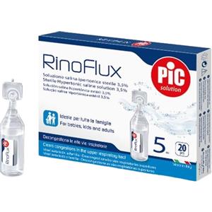 PIKDARE Rinoflux Soluzione Salina Ipertonica 3,5% - 20 Flaconcini da 5ml per Detersione Nasale