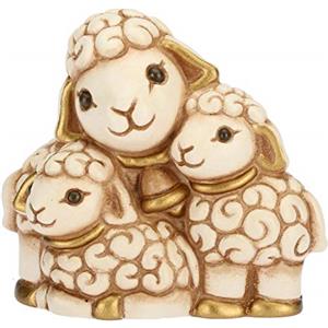 THUN - Statuina Presepe Gruppo di Pecore - Decorazioni Natale Casa - Linea Presepe Classico - Ceramica - 6,1 x 3,3 x 5,5 h cm