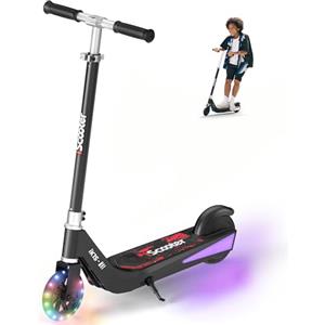 iScooter Monopattino elettrico per bambini dai 6 ai 10 anni, 2 modalità di velocità (10/15 km/h), monopattino per bambini con 3 luci regolabili alte e colorate di 7 colori, 40 minuti di guida fino a