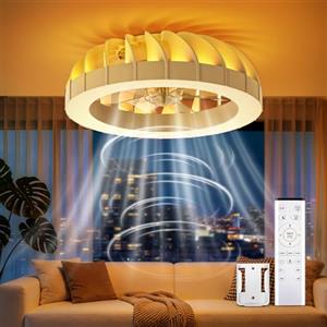 GLOFAN 46cm Ventilatore da Soffitto con Luce e Telecomando, 6 Velocità Silenzioso Lampadario con Ventilatore da Soffitto, 3000k-6500k & 1800K Luce Posteriore Ventilatore per Soggiorno Camera da Letto