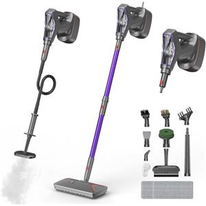 Tdyon Pulitore a vapore e scopa a vapore con PowerPad, 29 accessori, pulizia ecologica senza sostanze chimiche, per tutti i pavimenti, tappeti, finestre, bagni e cucine
