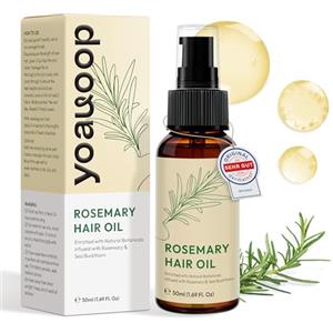 Yoauoop Tri-Fase Olio di Rosmarino per Capelli-Formula Bio-Attiva Rinforza le Radici,Riduce il Grasso-Non Untuoso,Testato in Laboratorio per Densità e Lunghezza Migliorate,100% Naturale Vegan-50ml