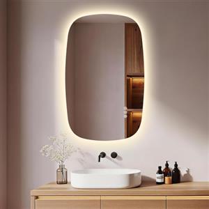 S'AFIELINA Specchio Bagno con Luce LED Ovale 80x50 cm | Specchio Retroilluminato Bagno, Antiappannamento, Touch, Dimmerabile, 3 Colori di Luce, Montaggio Orizzontale o Verticale