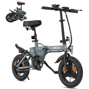 ESKUTE F100 Bici Elettrica Per Adulti, 14" Pieghevole Bicicletta Elettrica, Batteria 36V 9Ah, 25 km/h & Autonomia 25-50 km, Display LCD, Supporto USB, Sella Ergonomica, Ebike per Pendolari Urbani