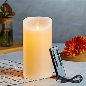 Lonkenn Candele LED ricaricabile, Candele LED, USB, Candele lampeggianti, senza fiamma, con telecomando, candela LED effetto fiamma timer, con e dimmerabile, per camera da letto da pranzo, feste, 12,5 cm