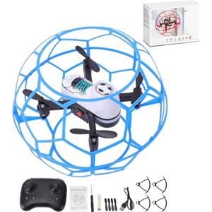 Eacam Aereo RC da Calcio con Telecomando, Quadricottero, Drone da Calcio, Giocattolo, 2,4 GHz, 6, Senza Testa, Quadricottero con Giroscopio, Decollo e Atterraggio un So (Blu)