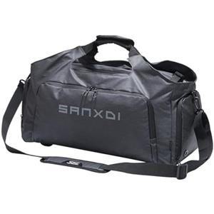 Axorafow Borsone impermeabile da donna con scomparti per palestra e yoga, da viaggio, in nylon, con separazione separata per scarpe, 50 l, borsa da palestra per uomo e grande (nero)