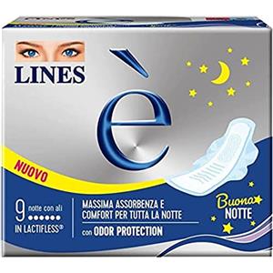Lines È Notte con Ali Assorbenti in Lactifless, Pacco da 9 pezzi