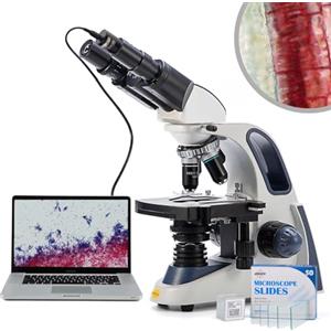 SWIFT SW380B Ingrandimento da 40 a 2500 Volte, Microscopio di Laboratorio Binoculare di Qualità di Ricerca, Testa di Pentola, Tavolo Meccanico, Con Fotocamera da 5,0 Megapixel e Software Compatibile