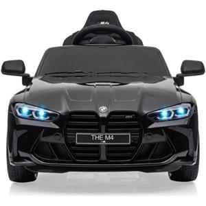 RBFGYIOP Macchina Elettrica 12V per Bambini 3-6 Anni, BMW M4, Auto Elettrica Macchina con Telecomando Parentale 2,4G, Luci LED, Suoni Realistici, Soft Start e Cintura di Sicurezza, Nero