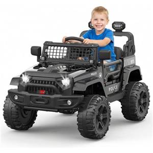 RBFGYIOP Macchina Elettrica per Bambini 12V, Jeep Fuoristrada 3-8 Anni con Bluetooth e Radio FM, Telecomando Parentale 2.4G, Doppio Motore 35W, Velocità 2-4 Km/h, Luci LED, Nero